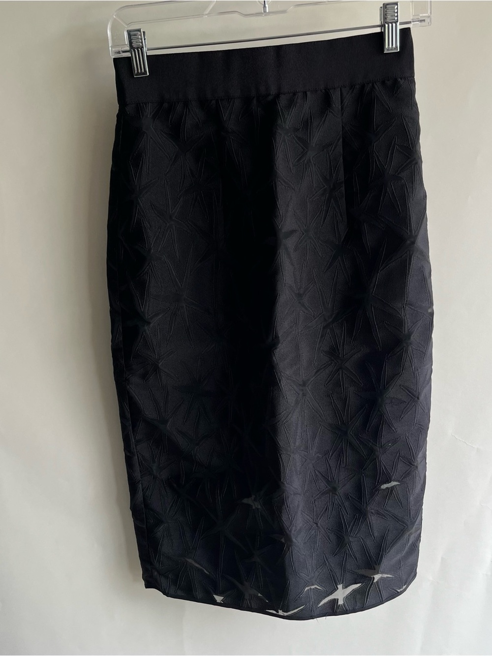 Milly Long Pencil Skirt Sz 2 Women’s Star Pattern Lined Sheer Zip Waist Slit EUC